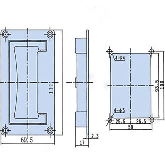1Pc 9.5Cm X 6Cm/11.1Cm X 6.9Cm Metalen Rechthoekige Verzonken Vouwen Pull Handvat grip 11.1cm x6.95cm