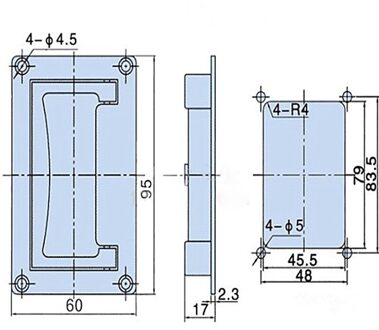 1Pc 9.5Cm X 6Cm/11.1Cm X 6.9Cm Metalen Rechthoekige Verzonken Vouwen Pull Handvat grip