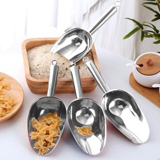 1Pc 9.8Inch Ice Schop Roestvrij Staal Voedsel Schop Staart Opknoping Ring Spice Scoop Buffet Schop Thuis Kitchen Tools