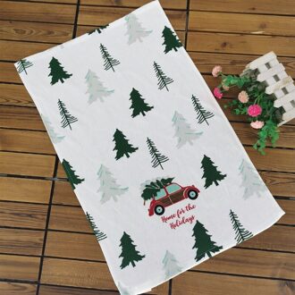 1Pc 9 Ontwerpen Gedrukt Thee Servet Katoen Theedoek Zachte Absorberende Keuken Schoonmaakdoekje 65X40Cm Winter kerstbomen ontwerp 8