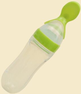1Pc 90Ml Zuigfles Met Platte Lepel Type Lip Mond Zuigeling Training Melk Rijst Plakken Squeeze Peuter feeder Servies groen Bottle