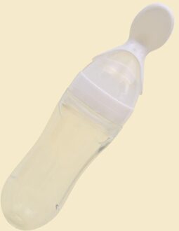 1Pc 90Ml Zuigfles Met Platte Lepel Type Lip Mond Zuigeling Training Melk Rijst Plakken Squeeze Peuter feeder Servies wit Bottle