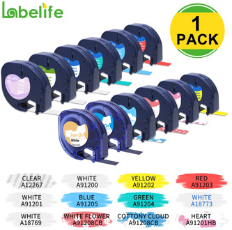 1PC 91201 91200 12mm Black on white Compatible for Dymo Letratag Plastic Tape LT 91331 LT91201 12267 18769 18771 LT-100H LT-100T