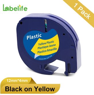 1Pc 91201 91200 91202 91203 91204 91205 12267 12Mm Labeltapes Compatibel Voor Dymo Letratag Voor Dymo LT-100H LT-100T Label Maker plastic geel