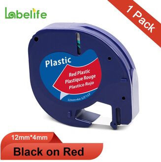 1Pc 91201 91200 91202 91203 91204 91205 12267 12Mm Labeltapes Compatibel Voor Dymo Letratag Voor Dymo LT-100H LT-100T Label Maker plastic rood