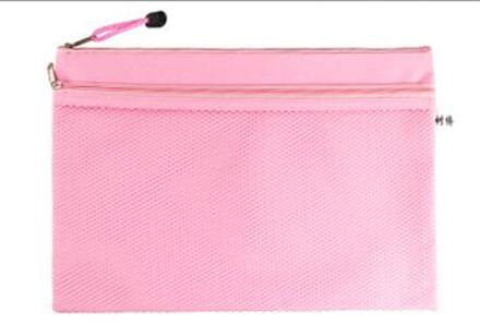 1Pc A4 Monochrome Rits Bestand Tas Dubbele Canvas Rits Zak Business Kantoor Map Kind Student Leren Briefpapier