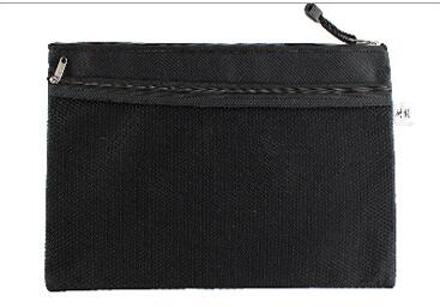 1Pc A4 Monochrome Rits Bestand Tas Dubbele Canvas Rits Zak Business Kantoor Map Kind Student Leren Briefpapier