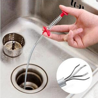 1Pc Aanrecht Baggeren Pijp Borstel Haak Riool Baggeren Apparaat Voorjaar Pijp Haar Baggeren Verwijdering Sink Cleaning Tools