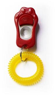 1Pc Abs Animal Dog Training Clicker Kat Puppy Knop Trainer Tool Gehoorzaamheid Aid Met Polsband Hond Levert universele Rood