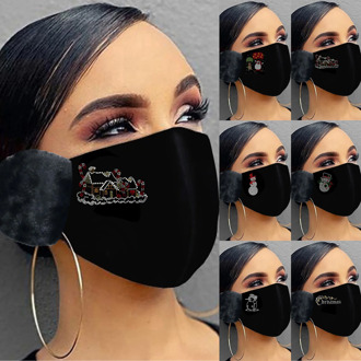 1PC Adult Winter Mask with Earmuffs Christmas Hot Drilling Warm Hair Ball Hanging Ear Mask Máscara facial Headband Warm products