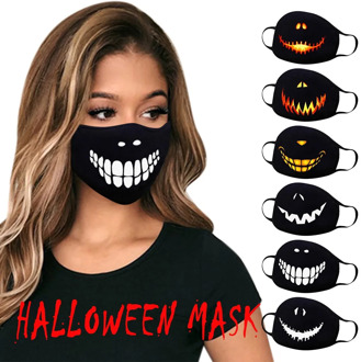 1PC Adults Washable Fashion Skull Funny Expression Prints Mask Face Cover Halloween Scary Face Mask Protective mascarillas