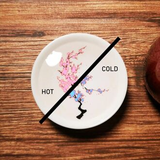 1Pc Afdrukken Bloem Verandert Wanneer Of Koude Kleur Veranderende Keramische Kopje Koffie Kom Twee-Kleur Magische Japanse sake Cup L * 5