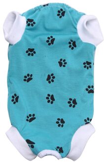 1Pc Afdrukken Lace Up Kleine Hond Jumpsuit Hond Kleding Voor Letsel Bescherming Verpleging Sterilisatie Puppy Kleding 208 blauw / S