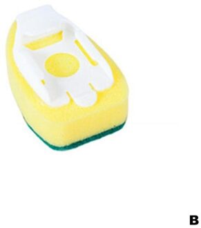1Pc Afwassen Spons Met Handvat Automatische Vloeibare Vulling Pot Verwijderen Wrijven Cleaning Clean Brush Magic Keuken Spons Kit Bruin