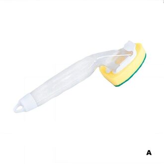 1Pc Afwassen Spons Met Handvat Automatische Vloeibare Vulling Pot Verwijderen Wrijven Cleaning Clean Brush Magic Keuken Spons Kit Goud