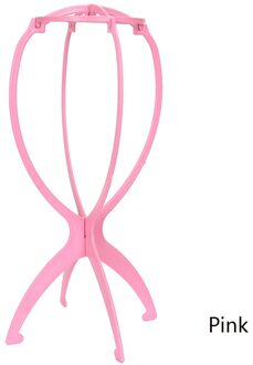 1Pc Ajustable Pruik Stands Plastic Hoed Display Pruik Hoofd Houders Mannequin Hoofd/Stand Portable Folding Pruik Stand roze