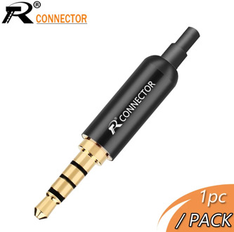 1pc Aluminum 3.5mm Jack 4Pole Gold-plated Earphone Adapter with Tail plug clamps Cable clip For DIY Stereo Headset Earphone 1PC