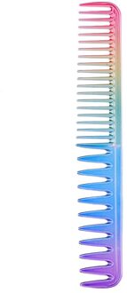 1Pc Anti-Statische Rainbow Kleurrijke Haar Kam Dubbele Hoofd Verstrikt Kam Hair Styling Tool Salon Kapper Kappers Gereedschap kam