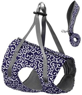 1Pc Anti-Strike Verstelbare Pet Cat Harness Leash Ademend Huisdier Vest Chinese Stijl Borst Strap Secure Trekkabel dierbenodigdheden blauw / XS