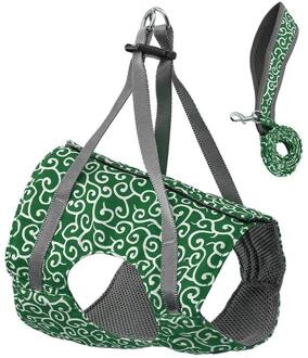 1Pc Anti-Strike Verstelbare Pet Cat Harness Leash Ademend Huisdier Vest Chinese Stijl Borst Strap Secure Trekkabel dierbenodigdheden groen / S