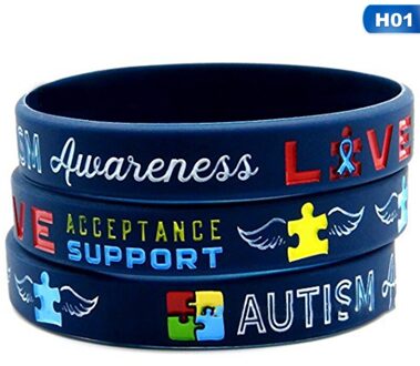 1Pc Autism Awareness Armbanden Awareness Creëert Veranderen Siliconen Polsbandje Blauw H01