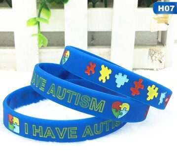 1Pc Autism Awareness Armbanden Awareness Creëert Veranderen Siliconen Polsbandje Blauw H07