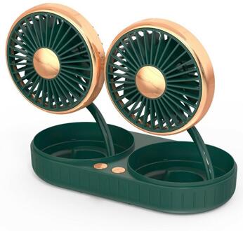 1Pc Auto Dual-Head Usb Oplaadbare Auto Mini Ventilator Achterbank Telescopische Pole Auto Draagbare Ventilator Accessoires Licht Groen