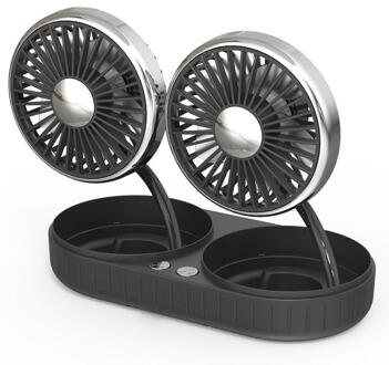 1Pc Auto Dual-Head Usb Oplaadbare Auto Mini Ventilator Achterbank Telescopische Pole Auto Draagbare Ventilator Accessoires wit