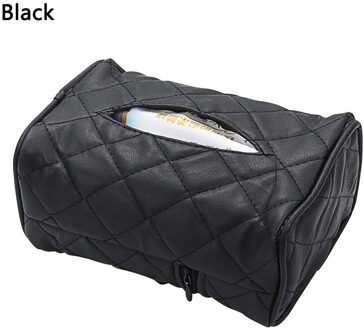 1Pc Auto Lederen Tissue Opbergdoos Auto Achterbank Servet Houder Hoofdsteun Papier Cover Case Tissue Bag Organizer auto Decor zwart