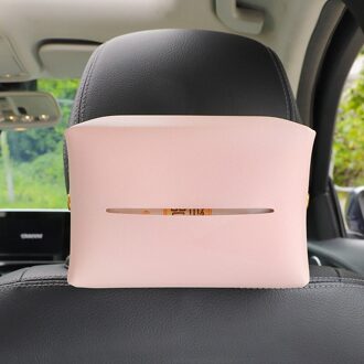 1Pc Auto Tissue Doos Envelop-Vormige Lederen Papieren Handdoek Zak Voor Auto Geschikt Voor Zonneklep Instrument Panel saet Terug roze