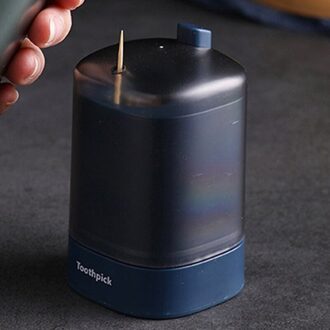 1Pc Automatisch Pop-Up Tandenstoker Houder Draagbare Tandenstoker Houder Container Tandenstoker Opslag Voor Box Restaurant Thuis Tafel blauw