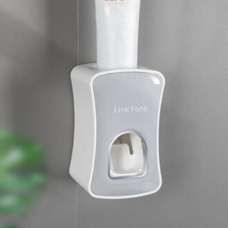 1Pc Automatische Tandpasta Dispenser Wall Mount Stofdicht Tandenborstelhouder Wall Mount Opbergrek Badkamer Accessoires Knijper grijs