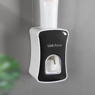 1Pc Automatische Tandpasta Dispenser Wall Mount Stofdicht Tandenborstelhouder Wall Mount Opbergrek Badkamer Accessoires Knijper zwart