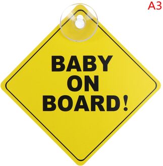 1Pc Baby Aan Boord Veiligheid Car Window Zuignap Geel Reflecterende Waarschuwing Teken 12Cm