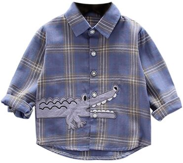 1Pc Baby Boy En Najaar Katoen Met Lange Mouwen Plaid Patroon Top Kids Casual Leuke Kleding Voor Elke Gelegenheid Z / XL