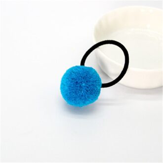 1pc Baby Kid Haaraccessoires Hoofddeksels Mini Bal Rubber Hoofdbanden Meisje Kinderen Effen Kleur Pompon Gum Elastische Haarband blauw