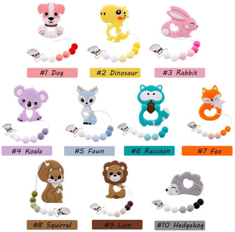 1PC Baby Pacifier Chain Perle Silicone Beads Fox Teether Rodents Teething Nipple Holder Silicone Nurse Gifts Children's Products