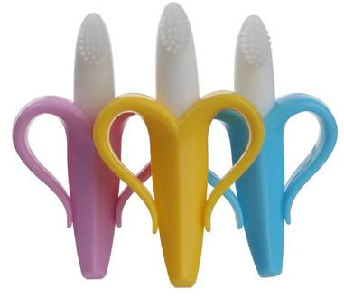 1Pc Baby Safe BPA Free Teether Chew Toys Silicone Banana Shape Training Toothbrush Toddle Nursing Gift For Infant Baby Chewing