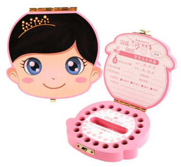 1Pc Baby Tand Doos Houten Melk Tanden Organizer Opslag Jongens Meisjes Besparen Souvenir Case Baby Tand Organizer voor Kids English blauw Boys