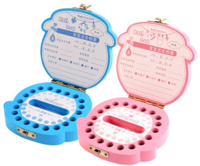 1Pc Baby Tand Doos Houten Melk Tanden Organizer Opslag Jongens Meisjes Besparen Souvenir Case Baby Tand Organizer voor Kids English roze Girls