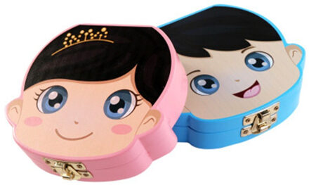 1Pc Baby Tand Doos Houten Melk Tanden Organizer Opslag Jongens Meisjes Besparen Souvenir Case Baby Tand Organizer voor Kids Spanish roze Girls