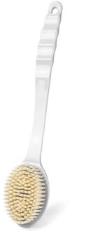 1Pc Bad Douche Borstel Met Lange Steel Bad Borstel Haren Scrubber Handvat Wassen Terug Scrub Huid Massage Badkamer producten wit