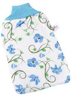 1Pc Bad Handschoenen Exfoliërende Handschoenen Douche Bast Wisp Huid Spa Massage Body Scrubber Handschoen Washandje Bad Borstel Voor body blauw-printing