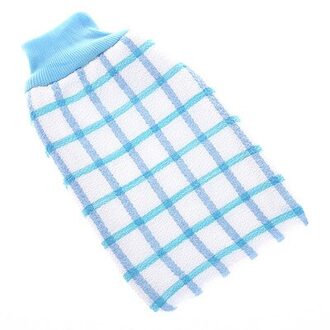 1Pc Bad Handschoenen Exfoliërende Handschoenen Douche Bast Wisp Huid Spa Massage Body Scrubber Handschoen Washandje Bad Borstel Voor body blauw-rooster