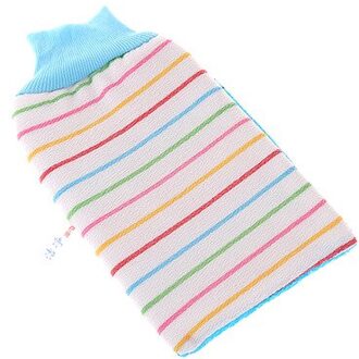 1Pc Bad Handschoenen Exfoliërende Handschoenen Douche Bast Wisp Huid Spa Massage Body Scrubber Handschoen Washandje Bad Borstel Voor body blauw-streep