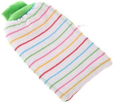 1Pc Bad Handschoenen Exfoliërende Handschoenen Douche Bast Wisp Huid Spa Massage Body Scrubber Handschoen Washandje Bad Borstel Voor body groen-streep