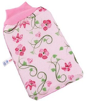 1Pc Bad Handschoenen Exfoliërende Handschoenen Douche Bast Wisp Huid Spa Massage Body Scrubber Handschoen Washandje Bad Borstel Voor body roze-printing