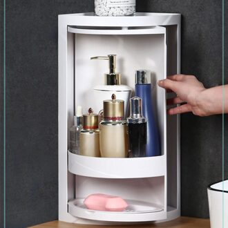 1Pc Badkamer Hoekplank Stijlvolle Roterende Opbergrek Driehoek Organiseren Rack Creatieve Wastafel Opbergrek Voor Hom afbeelding 1