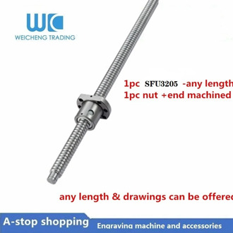 1PC ball screw SFU3205 diameter 32mm lead 5mm any length+single falng ball nut+end processed for BK25 BF25 XYZ axis