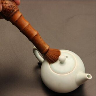 1Pc Bamboe Wortel Houden Pot Pen Thee Borstel Thee Set Pot Deksel Theeceremonie Accessoires Folk Ambachten Kung fu Thee Borstel